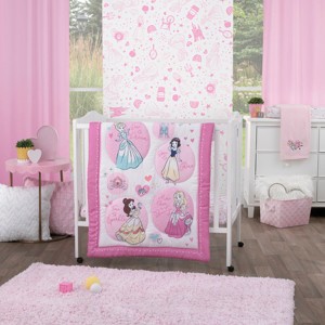 NoJo Disney Princess Dare to Dream 3 Piece Nursery Mini Crib Bedding Set - Comforter and Two Fitted Mini Crib Sheets - 1 of 4