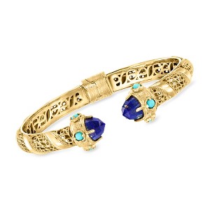 Ross-Simons Lapis and Turquoise Cuff Bracelet in 18kt Gold Over Sterling - 1 of 4