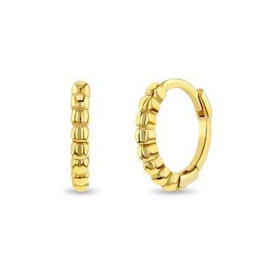 Beaded 8mm 14k Yellow Gold Hoop Earrings - In Season Jewelry