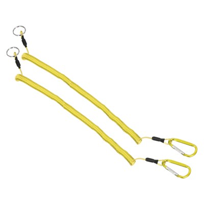 Unique Bargains Fishing Retractable Elastic Heavy Tools Lanyard Safety Cord Spiral Lanyard 2 Pcs