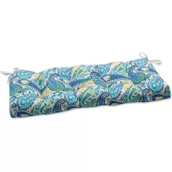 Outdoor/Indoor Blown Bench Cushion Amalia Paisley Blue - Pillow Perfect