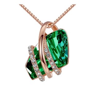 Leafael Wish Stone Pendant Necklace with Birthstone Crystal, 18K Rose Gold Plated/Silvertone, 18" + 2" - 1 of 4