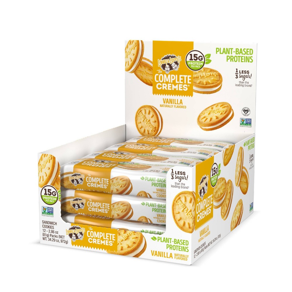 Lenny & Larry's The Complete Cremes Vegan Sandwich Cookies - Vanilla - 5g Plant Protein - 6ct/12pk