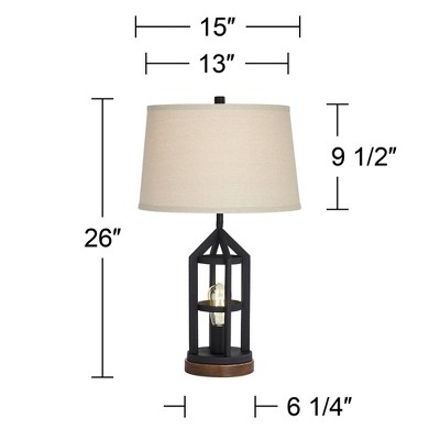Bronze Industrial Table Lamps with USB and Nightlight, Set of 2