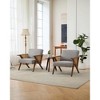 Coucheta Linen Upholstered Accent Chairs, Mid-Century Modern Armchair w/ Wood Leg & Rattan Decor, Lounge Side Chair for Living & Waiting Room,Bedroom - 4 of 4