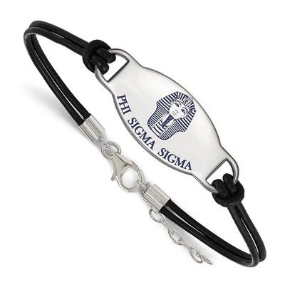 Black Bow Jewelry Sterling Silver Phi Sigma Sigma Greek Life Strand Bracelet 7 Inch