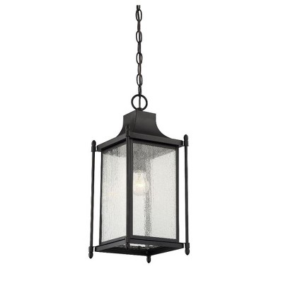 Dunnmore Black and Clear Glass Outdoor Hanging Lantern