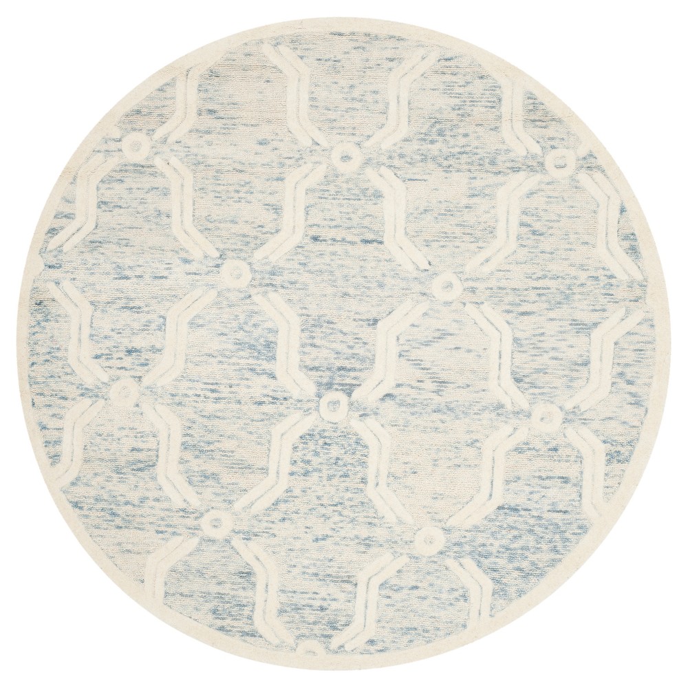 Light Blue/Ivory Abstract Tufted Round Area Rug - (6' Round) - Safavieh