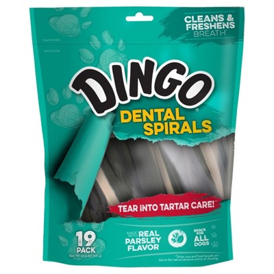 Dingo Dental Spirals for Clean and Fresh Breath Chicken and Real Parsley Flavor Dog Treats - 19ct