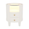 Kumasinova 19.69" Round Nightstand with LED Light,Modern End Table with Glass Tabletop and Open Storage Shelf for Bedroom,Living Room,White - 4 of 4