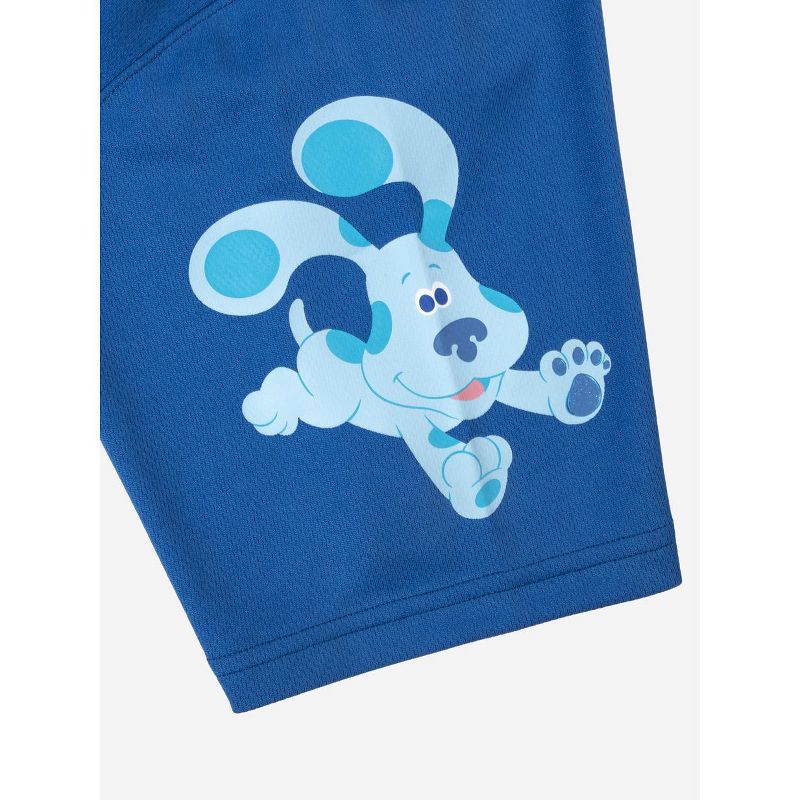 Blue's Clues Paw Print Logo & Blue Character Art Crew Neck Short Sleeve Blue Mesh Jersey, 4 of 7