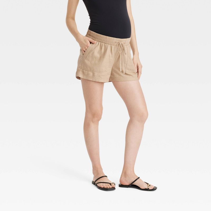 Under Belly Maternity Linen Shorts - Isabel Maternity by Ingrid & Isabel™, 1 of 4