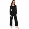Anna-Kaci Women's Wide-Leg Lounge Set with Elastic Waist and Drawstring Closure- Black,Small - 2 of 4