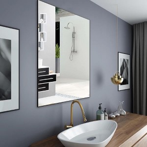 Modern Black Bathroom Mirror, Vertical or Horizontal Hanging Decorative Wall Mirrors for Living Room Bedroom, with Aluminum Frame - 1 of 4