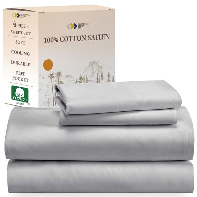 Soft 100% Cotton Sheets Set - Cooling Durable Sateen, Deep Pocket - by California Design Den