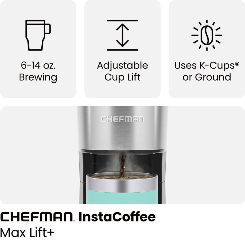 Chefman InstaCoffee Max Single-Serve Coffee Maker with Cup Lift, 3 of 9