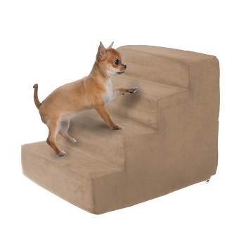 PETMAKER 4-Step Foam Pet Stairs for Puppies, Kittens, and Older Pets (Tan)