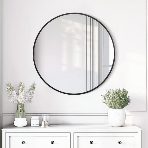 Dovelina Round Mirror Metal Framed Decorative Wall Mirror Hallway ...