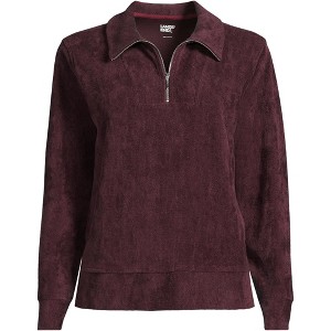 Lands' End Women's Long Sleeve Sport Cord Quarter Zip Pullover - 1 of 3