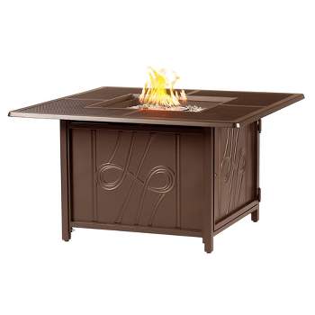 42" Square Aluminum 55000 BTUs Propane  Refined Fire Table with 2 Covers - Oakland Living
