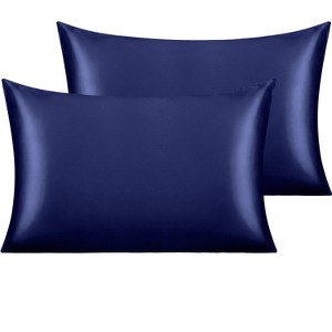 2 Pack Satin Pillowcases for Hair and Skin, Luxurious and Silky Pillow Cases with Envelope Closure - NTBAY - 1 of 4