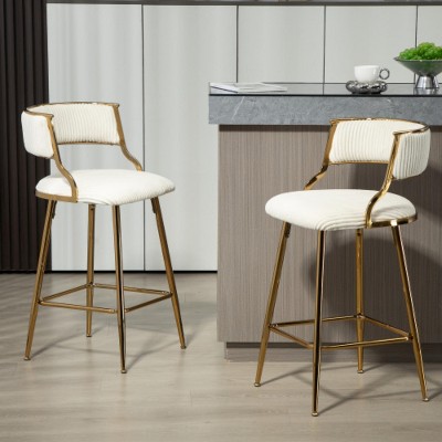 Beige Counter Height Bar Stools Corduroy Kitchen Island Counter Bar Stools