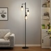 TiramisuBest 67 Inch 3 Light Tree Floor Lamp Foot Switch Cage Shades Industrial Modern Living Room Bedroom Corner, Black, 17.76"*17.76"*66.93" - 2 of 4