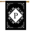 Briarwood Lane Double Sided House Flag 40x28 For Outdoor Black and White Monogram P House Flag - 2 of 4