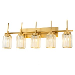 LLHZSY Modern Bathroom Vanity Wall Light Cylinder Bathroom Crystal Wall Sconces - Gold/Black-1/2/3/4/5 light - 1 of 4