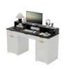 Gymojoy 59" Executive Desk Fluted Office Desk with Power Outlets Long Monitor Stand for Study Bedroom - 3 of 4