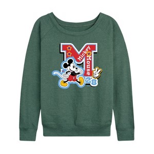 Women's - Disney - Mickey Mouse Lightweight French Terry Wide Neck Long Sleeve Shirt - 1 of 4