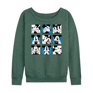 Women's - Disney - Mickey Grid Lightweight French Terry Wide Neck Long Sleeve Shirt - 1 of 4
