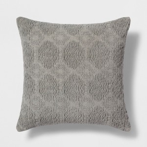 Washed Chenille Square Throw Pillow Gray - Threshold