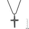 Steeltime 24" black ip stainless steel oxidized cross pendant - 3 of 4