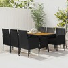 vidaXL 7-Piece Outdoor Dining Set - Black Poly Rattan & Solid Acacia Wood with Cushions - Garden and Patio Furniture Set - 2 of 4