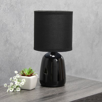 10.04" Black Ceramic Nightstand Lamp with Barrel Shade