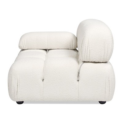 Ivory White Bouclé Modular Lounge Chair with Padded Arm