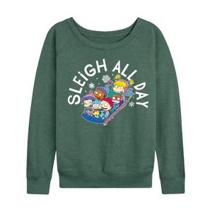 Women's - Rugrats - Tommy and Friends Sleigh All Day Lightweight French Terry Wide Neck Long Sleeve Shirt - 1 of 4