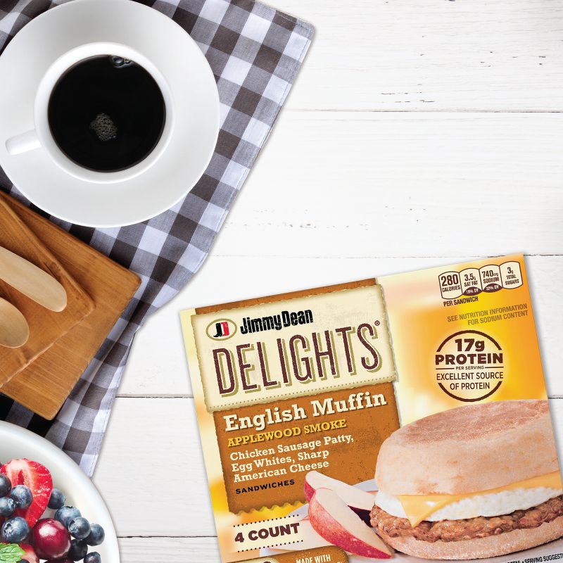 Jimmy Dean Delights Chicken Sausage, Egg Whites, & Cheese Frozen English Muffin - 4ct, 4 of 12