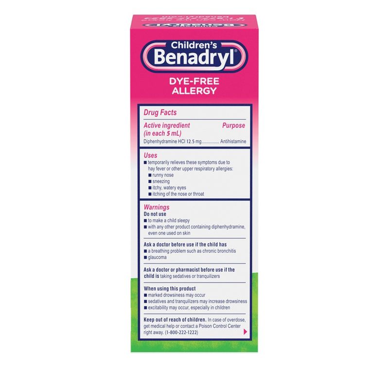 Children's Benadryl Dye-Free Allergy Relief Liquid - Bubble Gum - Diphenhydramine - 4 fl oz, 3 of 12