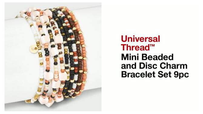 Mini Beaded and Disc Charm Bracelet Set 9pc - Universal Thread&#8482; Natural, 2 of 6, play video
