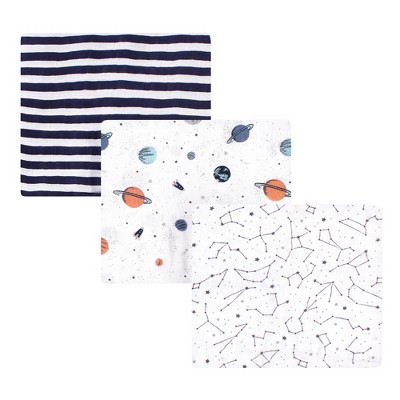 Hudson Baby Infant Boy Cotton Muslin Swaddle Blankets, Space, One Size