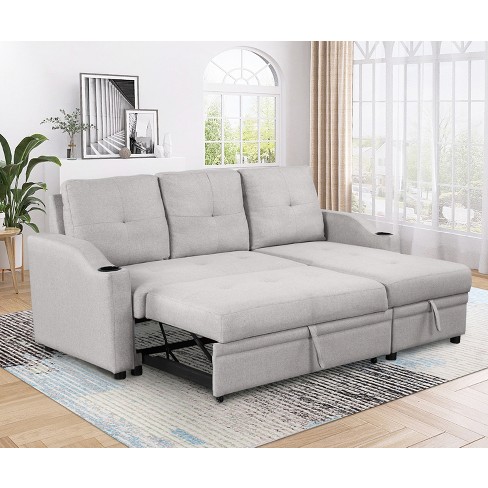 Pull out sleeper on sale sofa with storage