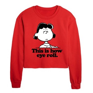 - Peanuts - Lucy This Is How Eye Roll Cropped Long Sleeve Crew Neck Sweatshirt - 1 of 4