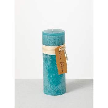 Vance Kitira 9" Sea Glass Timber Pillar Candle ,Scentless, Clean-Burning, Environmental Friendly
