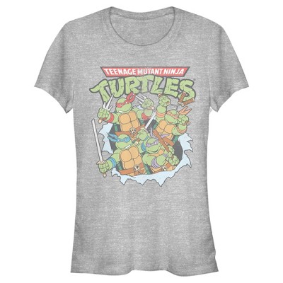 Juniors Womens Teenage Mutant Ninja Turtles Distressed Team In Action T ...