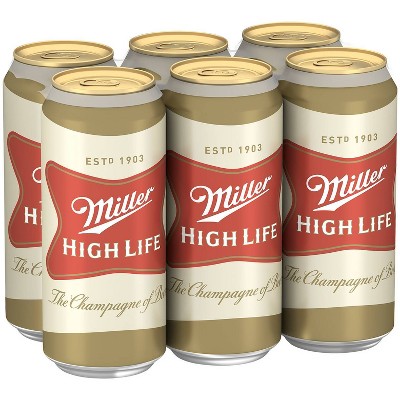 Miller High Life Beer - 6pk/16 fl oz Cans