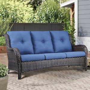 Gymojoy Outdoor 3-Seat Sofa PE Wicker Sofa Rattan Patio Sofa Couch For Garden - 1 of 4