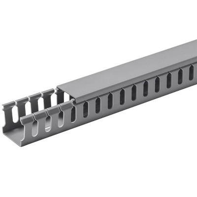 Monoprice Open Slot Wiring Raceway Duct With Cover - 1.6in x 1.6in, 6 Feet Long, Gray, 2-Pack, Compatible With 22 AWG Networking Cables