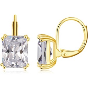 18K White Gold Plated CZ Drop Earrings – Simulated Diamond Dangle Jewelry for Women, Wedding & Birthday Gift - 1 of 4